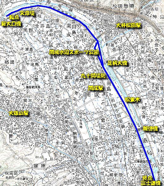 酒匂川サイクリングロードのマップ